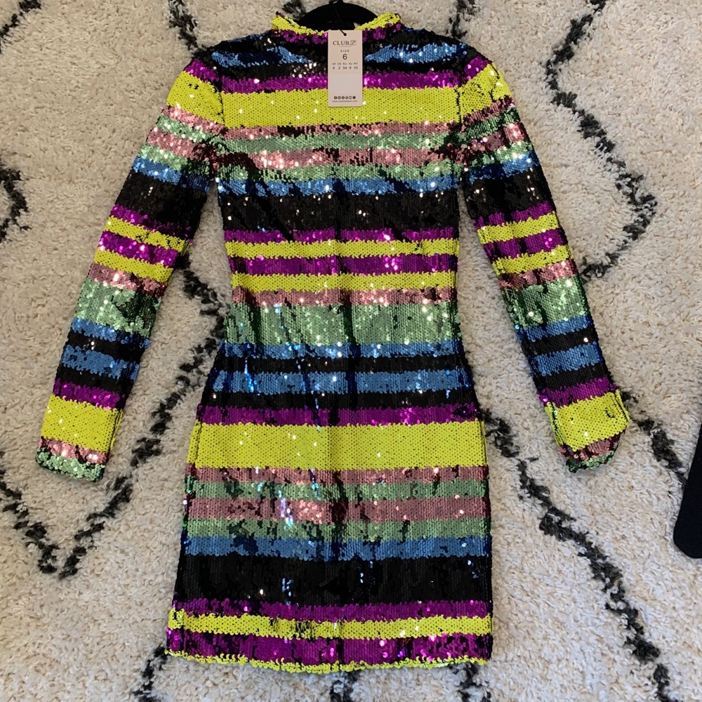 ASOS Sequin rainbow mini dress